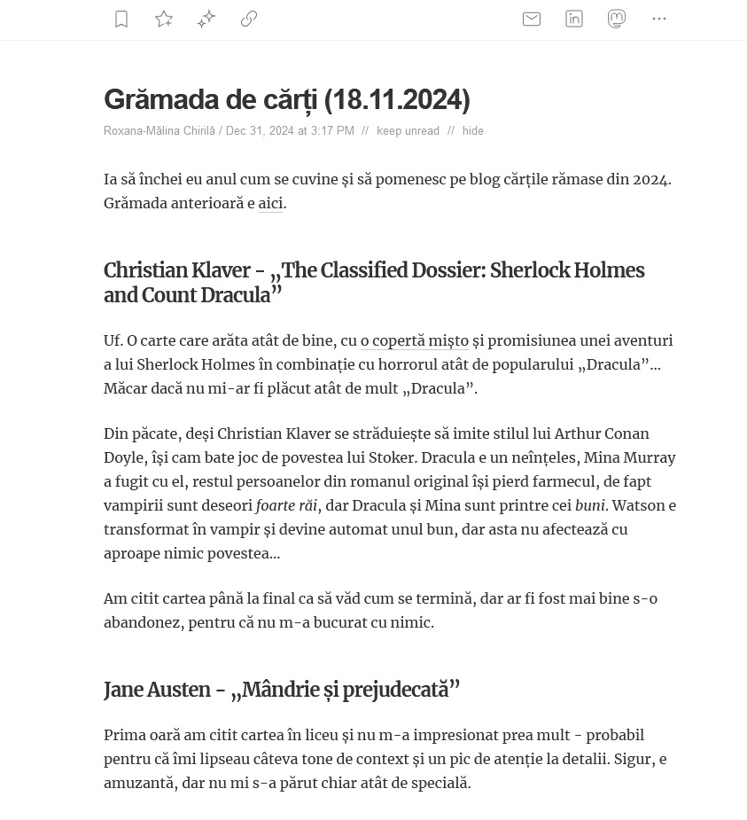 Articol RSS în feedly Articol RSS în feedly