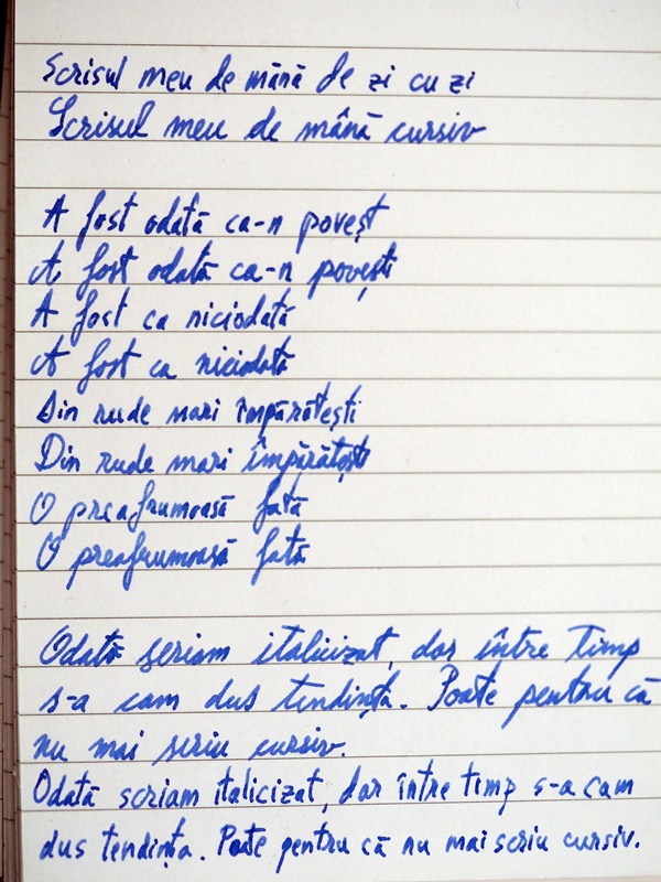 O pagină mică scrisă de mână. Pagină scris de mână